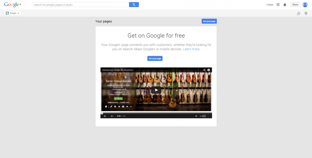 Google Plus - get a business page