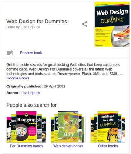 Book rich snippet in Google's search results